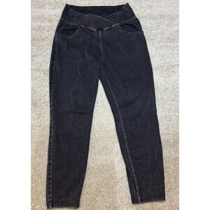 Halara Leggings Womens Large Black Faded Crossover Flex Elastic Waist Ankle Crop